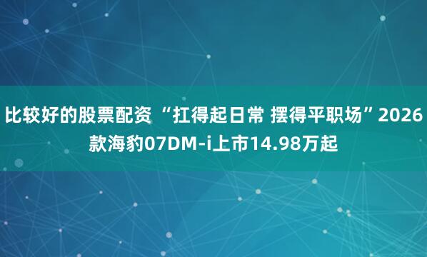 比较好的股票配资 “扛得起日常 摆得平职场”2026款海豹07DM-i上市14.98万起
